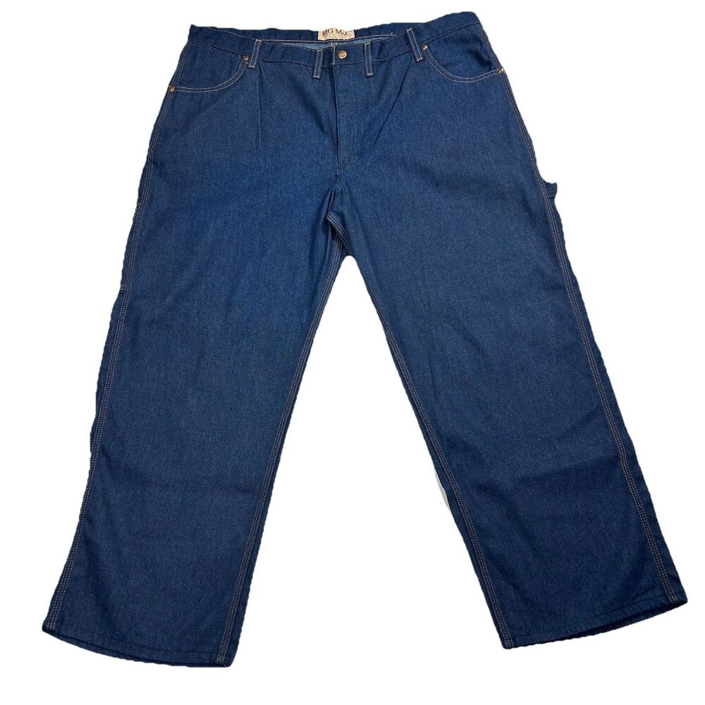 Vtg Big Mac Jeans Mens 44 X 29 Carpenter Orange Stitched Dark Wash Denim 2000